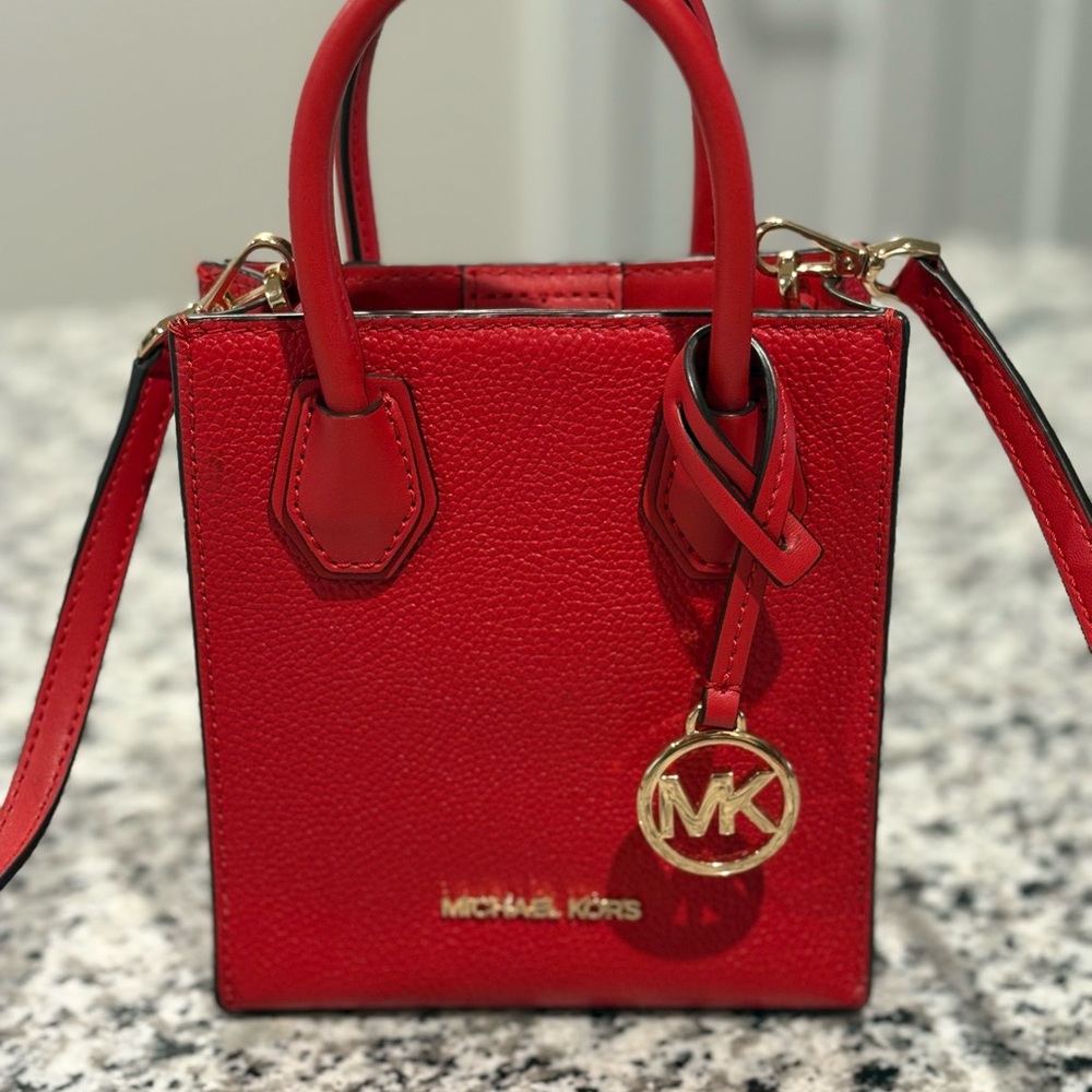 Michael Kors Red Mini Bag with Gold Hardware